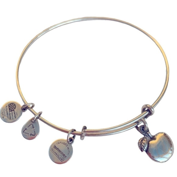 Alex and Ani Apple Charm Bracelet Silver Finish Expandable 2”- 3.5” - Picture 1 of 4